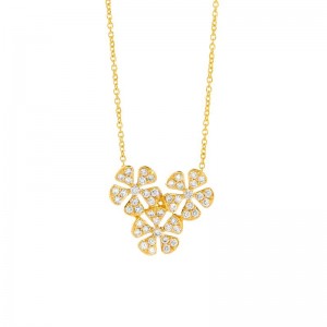 Jardin Three Flower Necklace With Champagne Diamonds