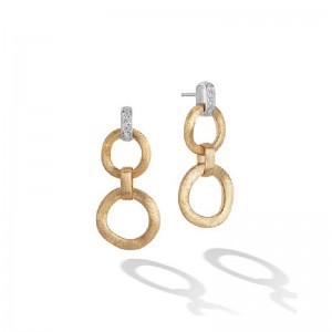 Marco Bicego Jaipur Collection 18K Yellow Gold Double Drop Earrings With Diamonds