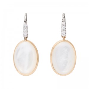 18K White And Yellow Gold Siviglia Mother Of Pearl Drop Hook Earring By Marco Bicego