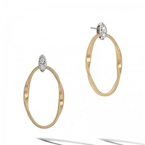 Marco Bicego 18K Yellow Gold .03 Diamond Link Marrakech Onde Stud Earrings