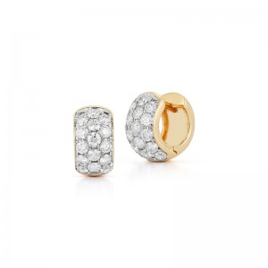 PD Collection 14K Yellow Gold Pave Huggie Hoop Earrings