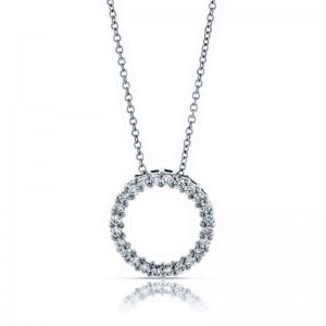 14k Diamond Circle Pendant Necklace By PD Collection