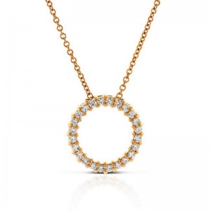 14k Diamond Circle Pendant Necklace By PD Collection