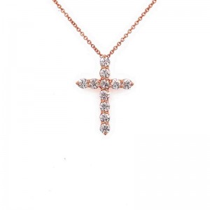 14K Diamond Cross Pendant Necklace By PD Collection