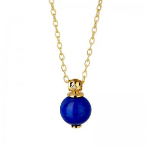 Lapis Lazuli Bead Pendant With 0.05Ctw Diamonds