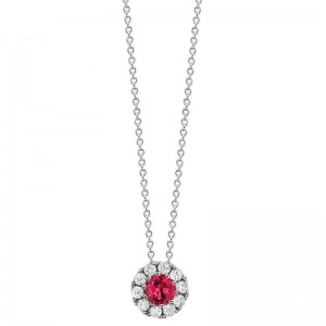 PD Collection Ruby and Diamond Halo Necklace