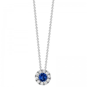 PD Collection Sapphire and Diamond Halo Necklace