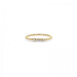 14k Diamond Baguette & 2 Prong Ring By Zoe Chicco