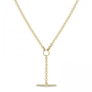 14K Princess Diamond & Diamond Bar Toggle Lariat Necklace By Zoe Chicco