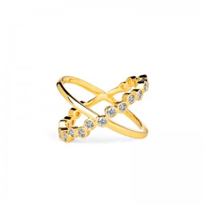Cosmic Cross Ring With Champagne Diamonds 0.70Ctw