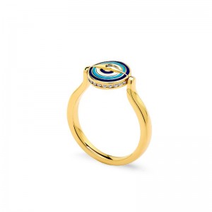 Chakra Small Reversible Evil Eye Ring With Lapis