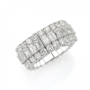 18K White Gold Emerald Cut Diamond Xpandable Ring By Picchiotti