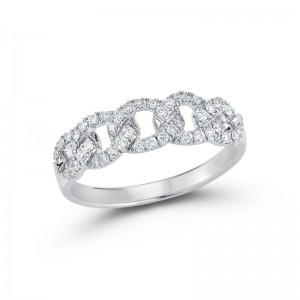 PD Collection 14k White Gold Diamond Curb Chain Link Ring