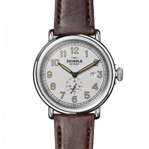 The Runwell 45MM Station Agent, Leather Strap Watch