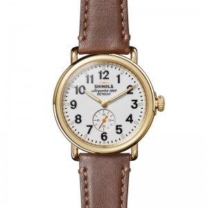 The Runwell White Dial Brown Leather Strap Watch