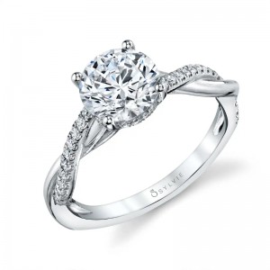 Spiral Engagement Ring With Hidden Halo - Claire
