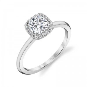 Sylvie Elsie Classic Cushion Halo Engagement Ring