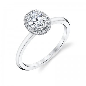 Sylvie Elsie Classic Oval Halo Engagement Ring