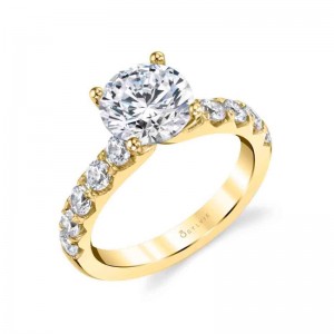 Round Cut Classic Wide Band Engagement Ring - Aloria