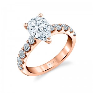 Pear Shaped Classic Wide Band Engagement Ring - Aloria