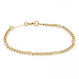 14K Small Curb Chain Bracelet With 5 Floating Diamonds By Zoe Chicco