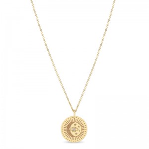 14K Small Celestial Protection Medallion With Diamond Necklace By Zoe Chicco