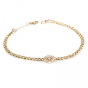 Zoe Chicco Small Curb Chain Marquise Diamond Halo Bracelet