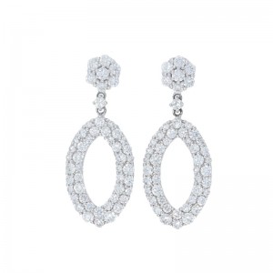 PD Collection 14K White Gold Marquise Shape Drop Stud Earrings