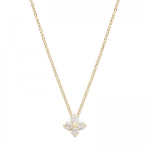 14K Diamond Four Stone Pendant Necklace BY PD Collection