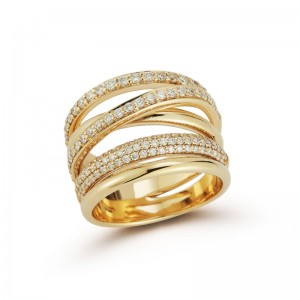PD Collection 14k Yellow Gold Diamond Crossover Ring