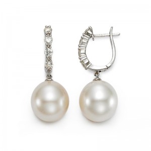 Providence Diamond Collection White South Sea Pearls Drop Earrings