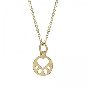 14K YELLOW GOLD MINI PAW NECKLACE 17