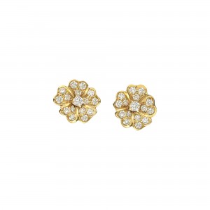 18k Diamond Small Petal Flower Stud Earrings