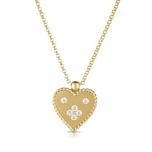 18K Yellow Gold Small Diamond Heart Necklace