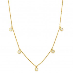 PD Collection 14k Diamond Five Stone Drop Pendant Necklace