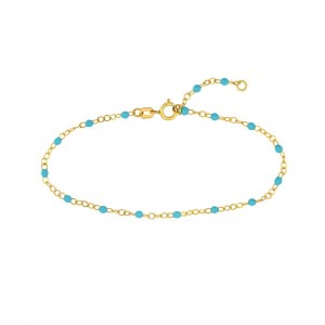 PD Collection 14K Yellow Gold Turquoise Enamel Bead Bracelet