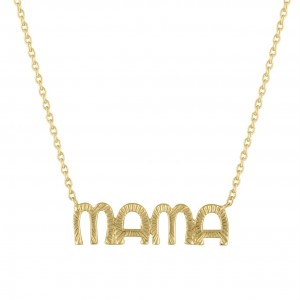 My Story Yellow Gold Fluted Mama Pendant Necklace