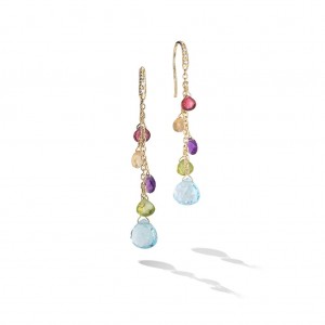 Marco Bicego® Paradise Collection 18K Yellow Gold Diamond and Mixed Gemstone Medium Drop Earrings