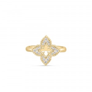 18k Pave Diamond Venetian Flower Ring