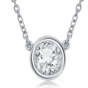 PD Collection 14k Diamond Solitare Bezel Necklace
