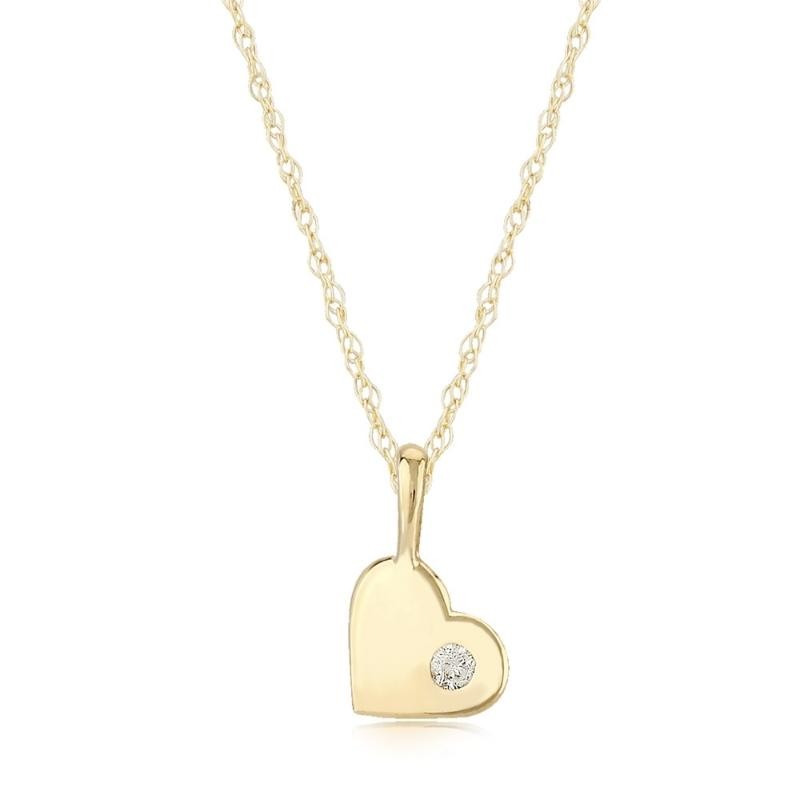 14K Yellow Gold Diamond Heart Pendant Necklace BY PD Collection