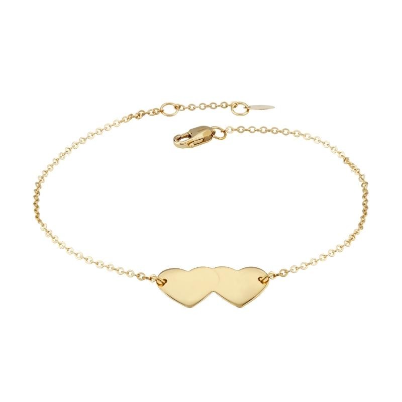 14K Yellow Gold Double Heart Bracelet BY PD Collection