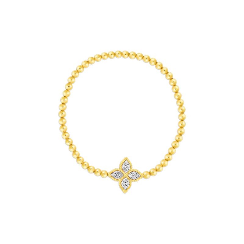 Yellow & White Gold Diamond Princess Flower Bracelet Petite By Roberto Coin
