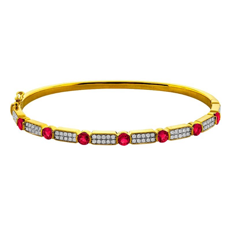18K Yellow Gold RuBY with Diamond Bangle BY Providence Diamond Collection