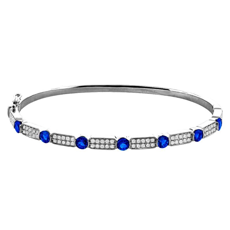 18K White Gold Sapphire and Diamond Bangle By Providence Diamond Collection