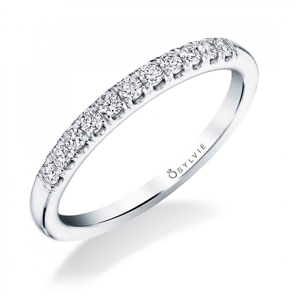 Classic Wedding Band With Shared Prongs 0.25 CT