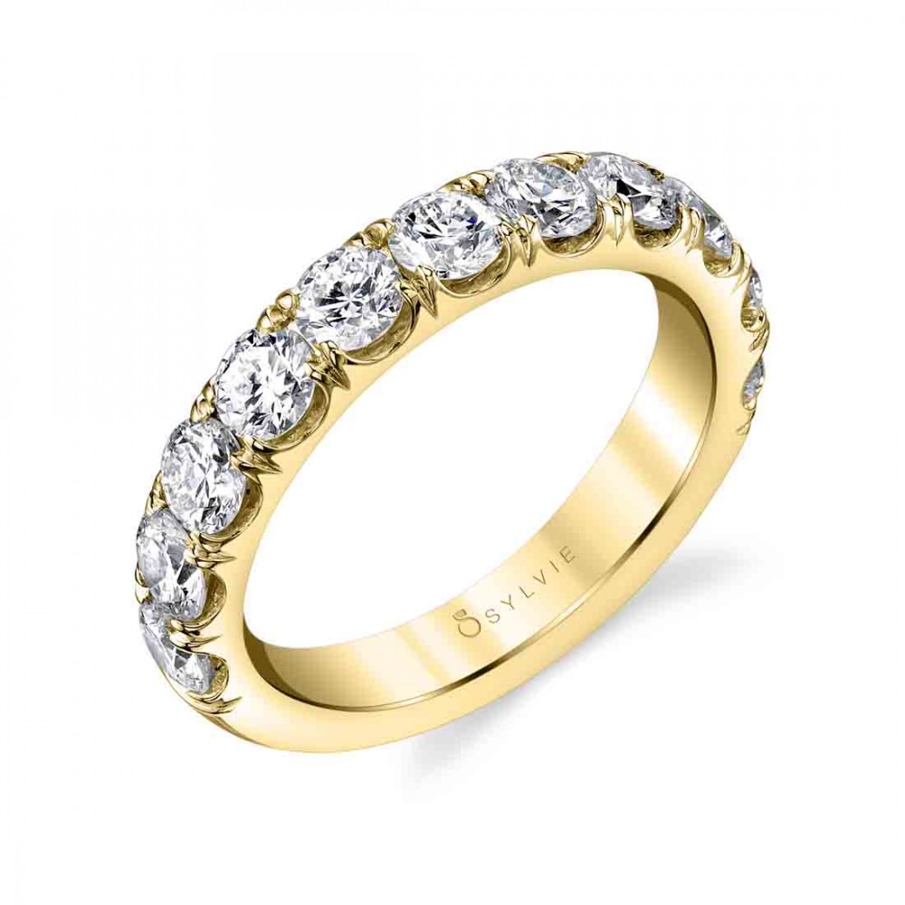 Classic Wedding Band With Shared Prongs 2 CT