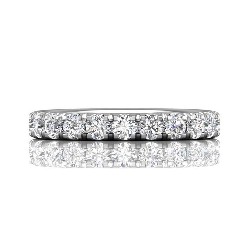 FlyerFit® 14K White Gold Micropave Cutdown Wedding Band