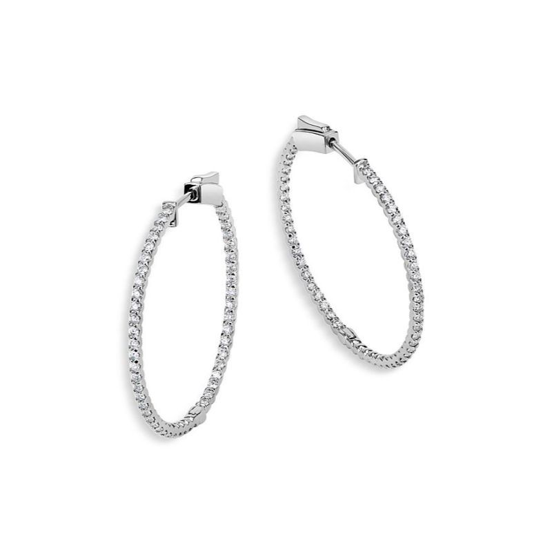 14k Diamond Hoop Earrings By PD Collection