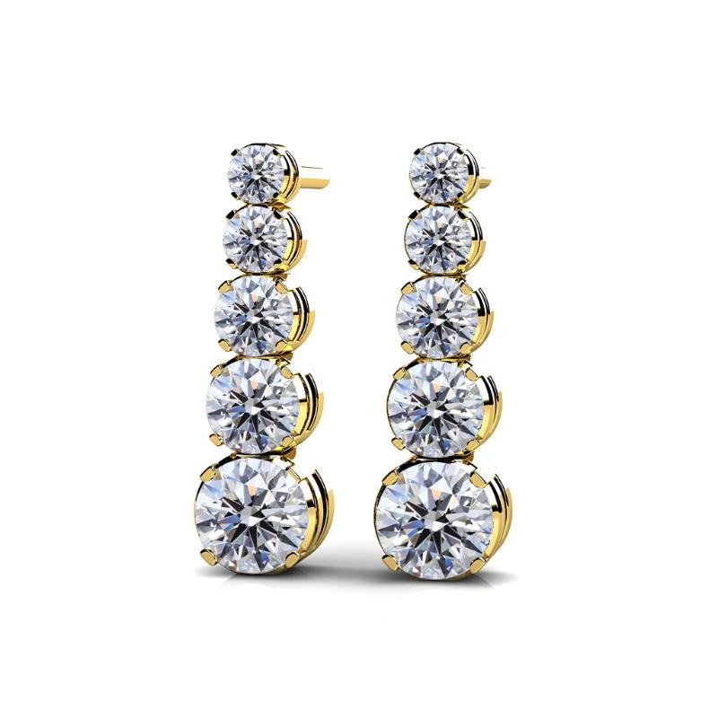14K Yellow Gold Diamonds Graduated Drop Earrings